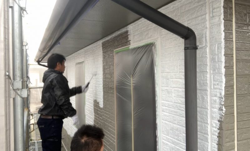 姫路市大津区で外壁塗装の下塗り２回目が完了し、完璧な下地に・藤原ペイント