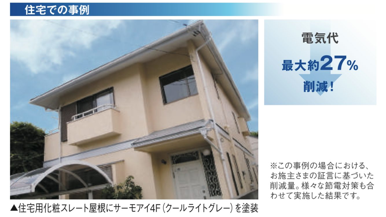 日本ペイントのサーモアイシリーズ、住宅屋根の施工例・藤原ペイント