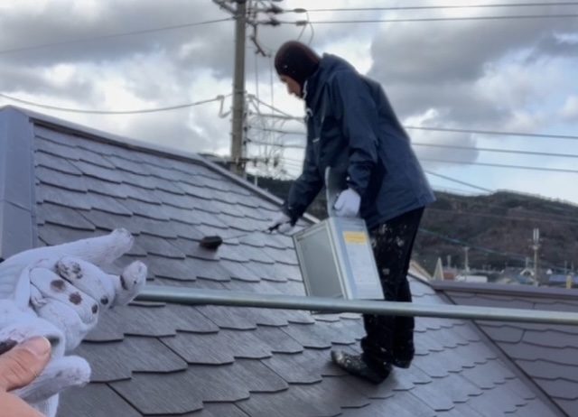 姫路市広畑区小松町で大屋根塗装上塗り・藤原ペイント